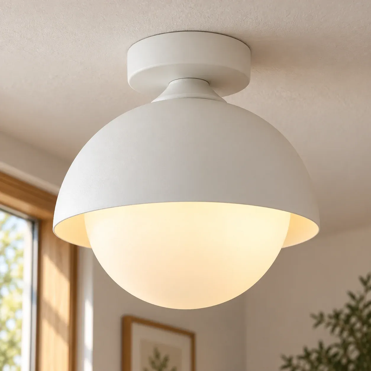 White Dome Ceiling Light — photograph 3