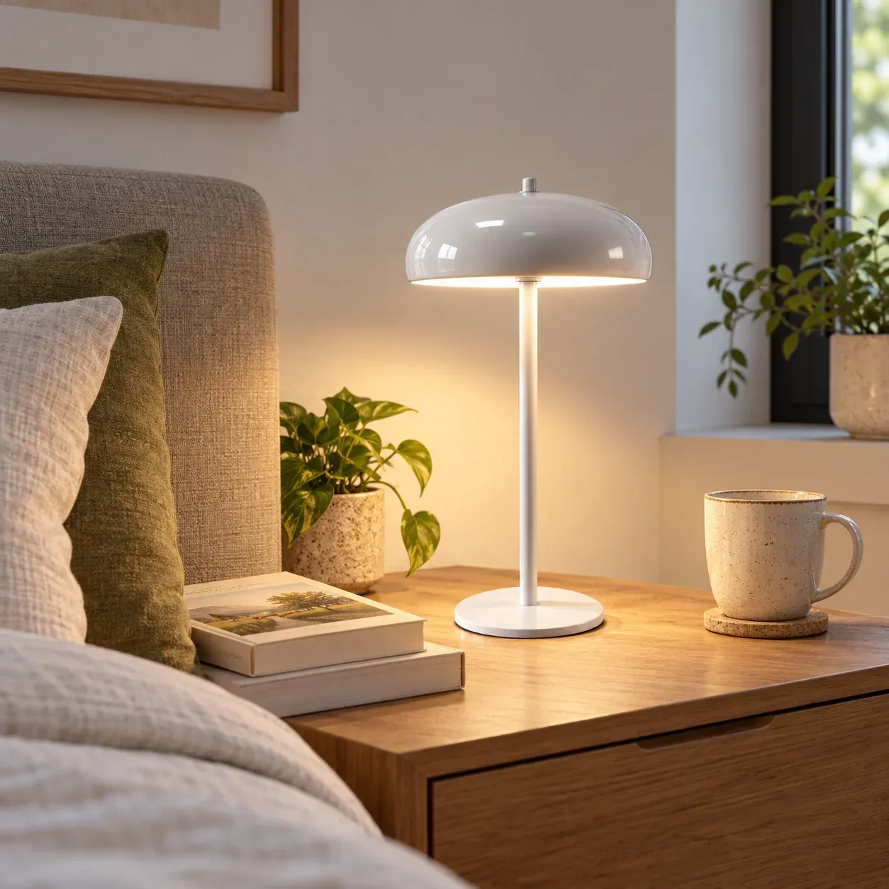 White Dome Rechargeable Table Lamp — photograph 1