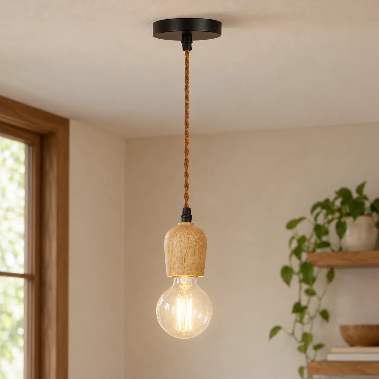 Wood Drop Pendant Light — photograph 2