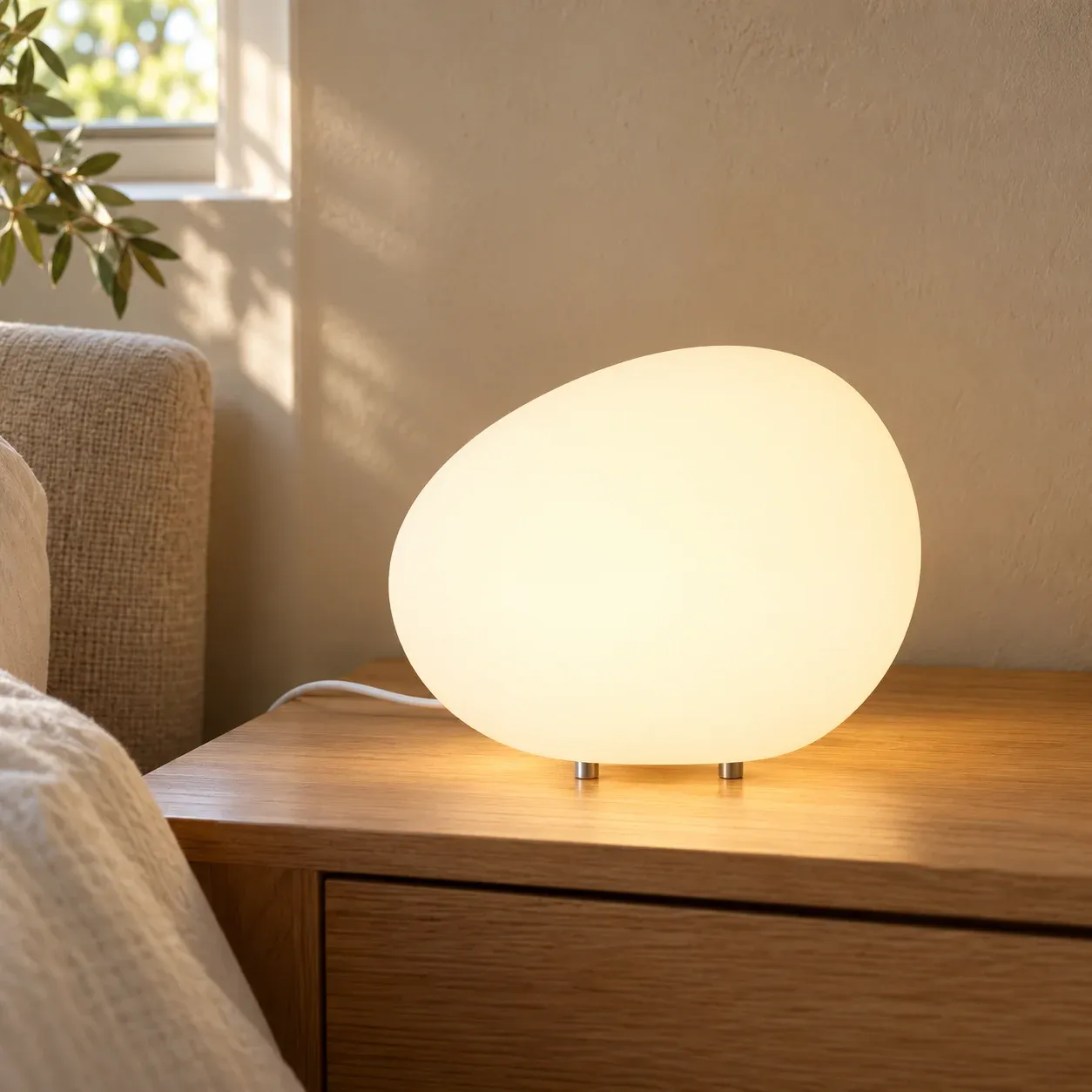 White Pebble Table Lamp — photograph 2
