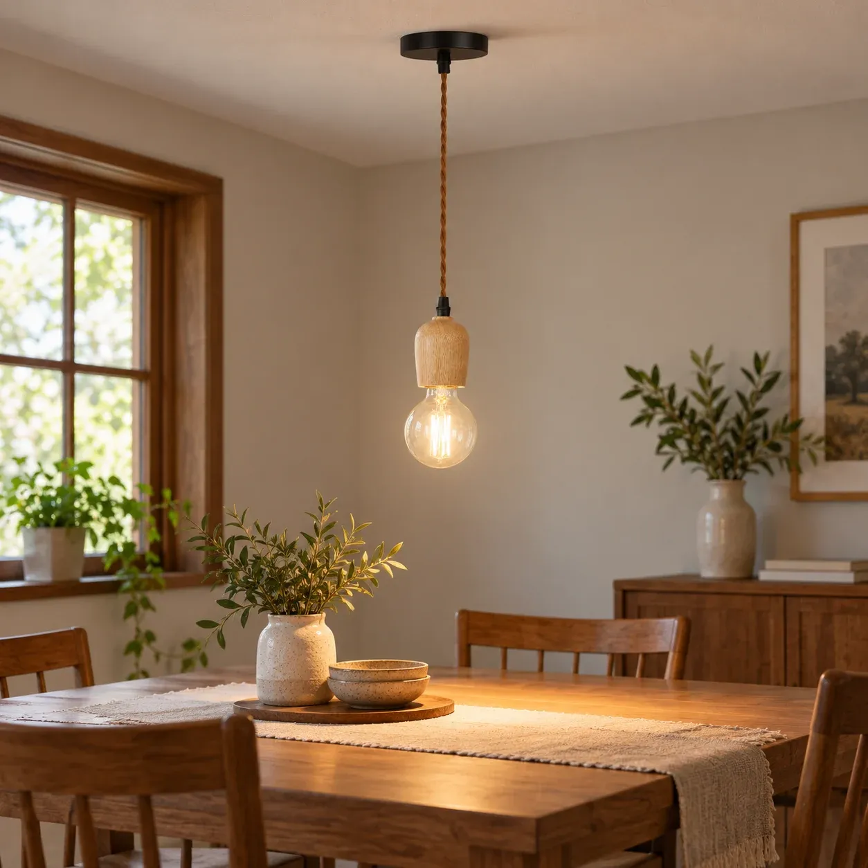 Wood Drop Pendant Light