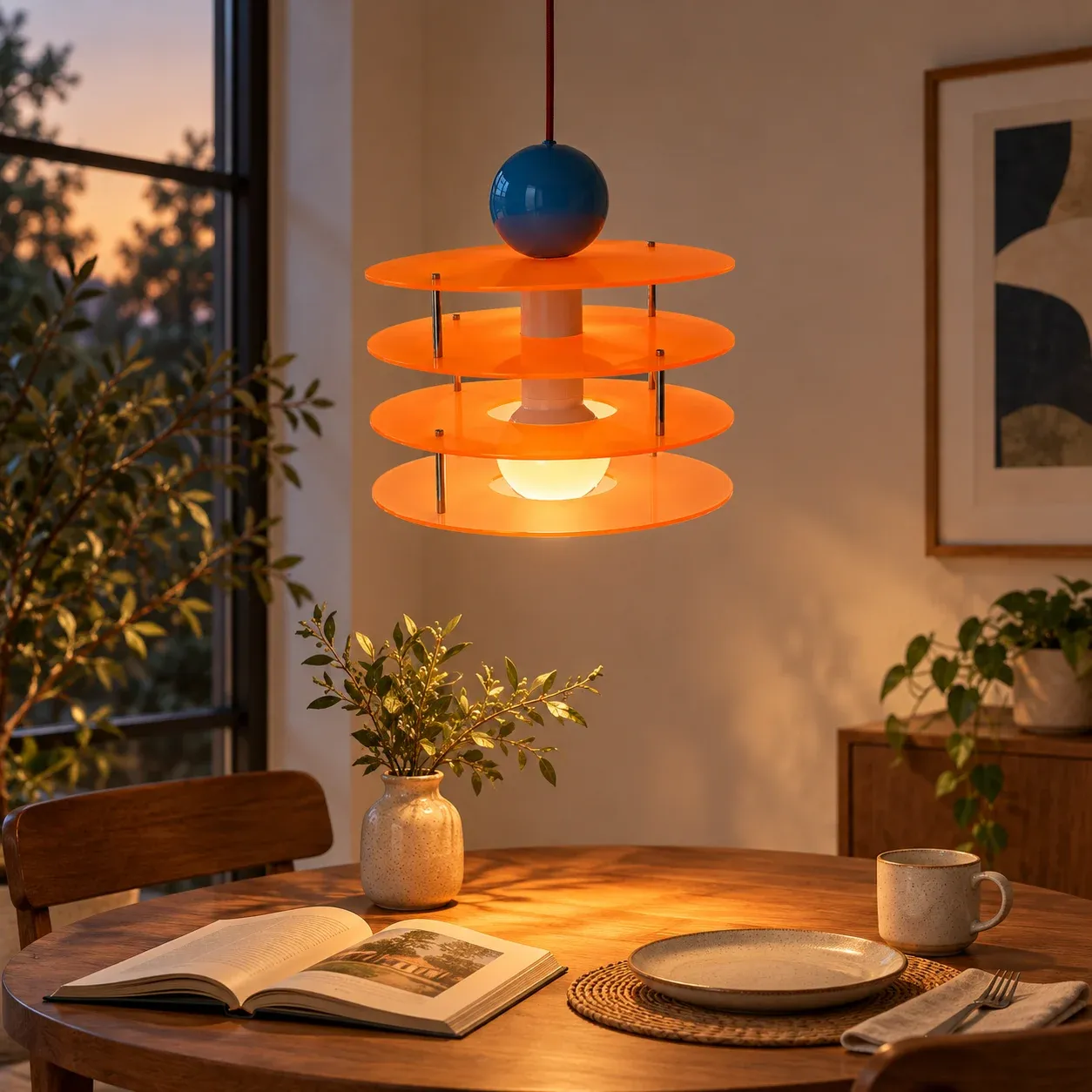 Orange Layered Pendant Light — use