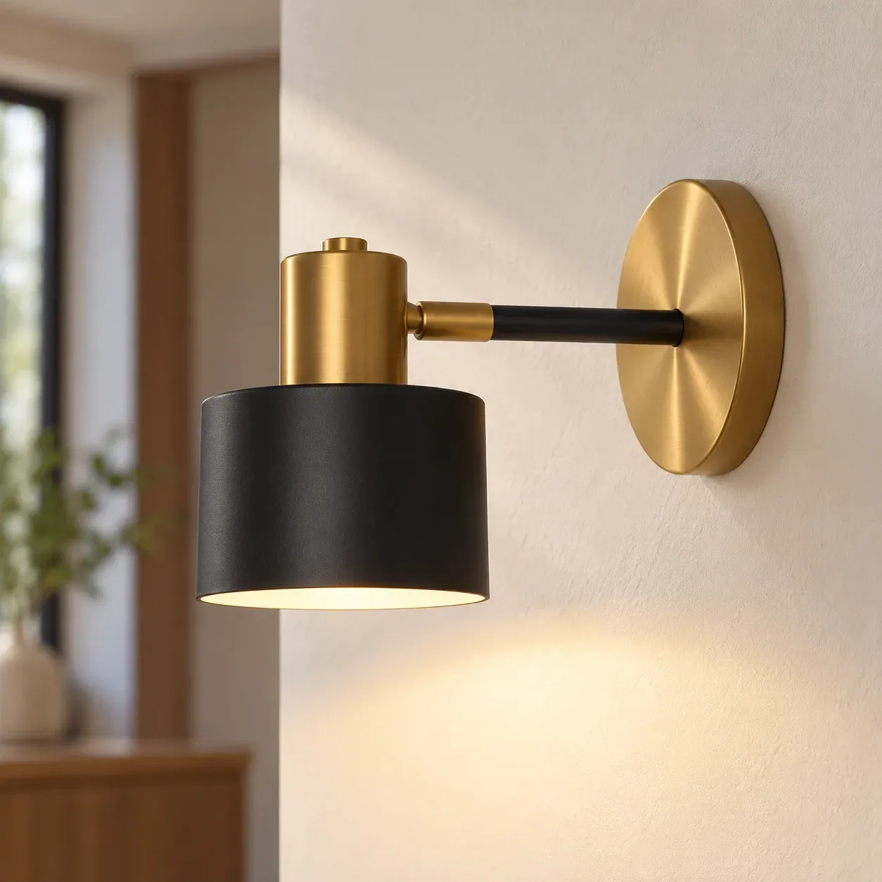 Black and Brass Finish Wall Sconce — photograph 2