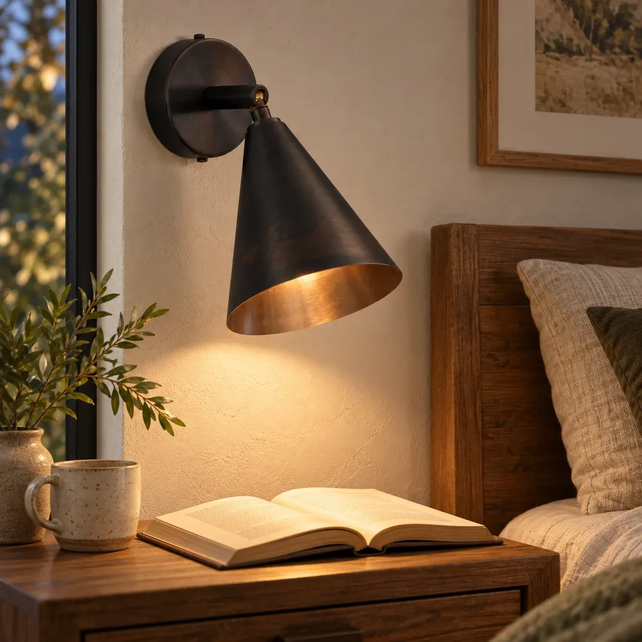 Black Cone Wall Sconce — use