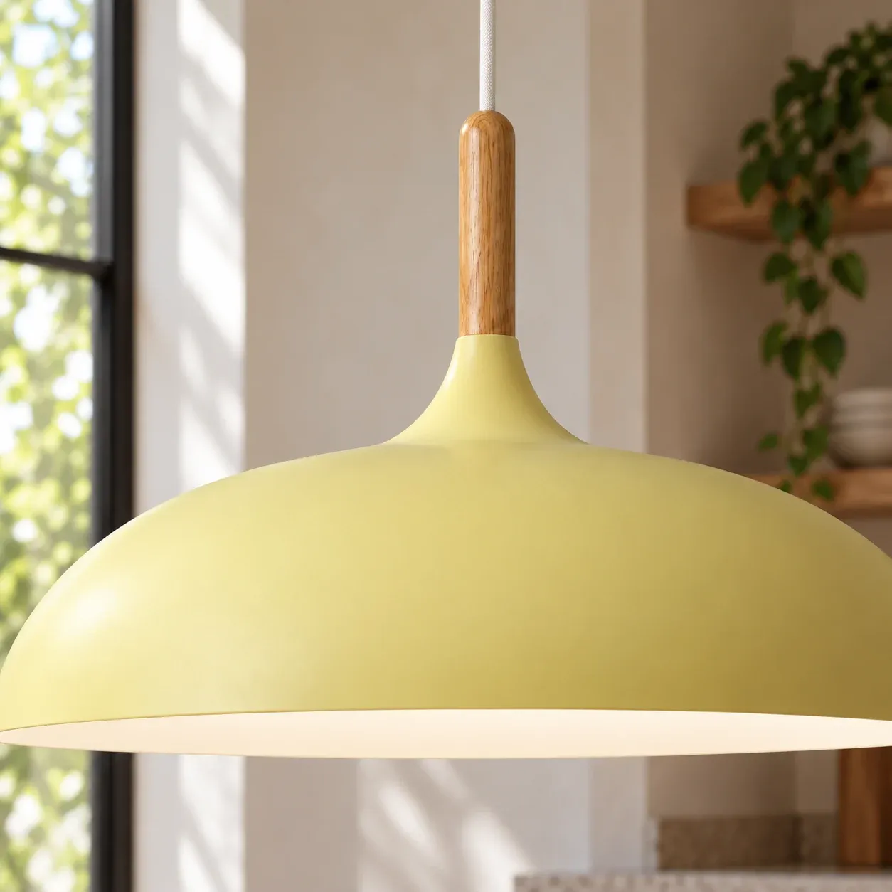 Pastel Yellow Wide Pendant Light — photograph 3