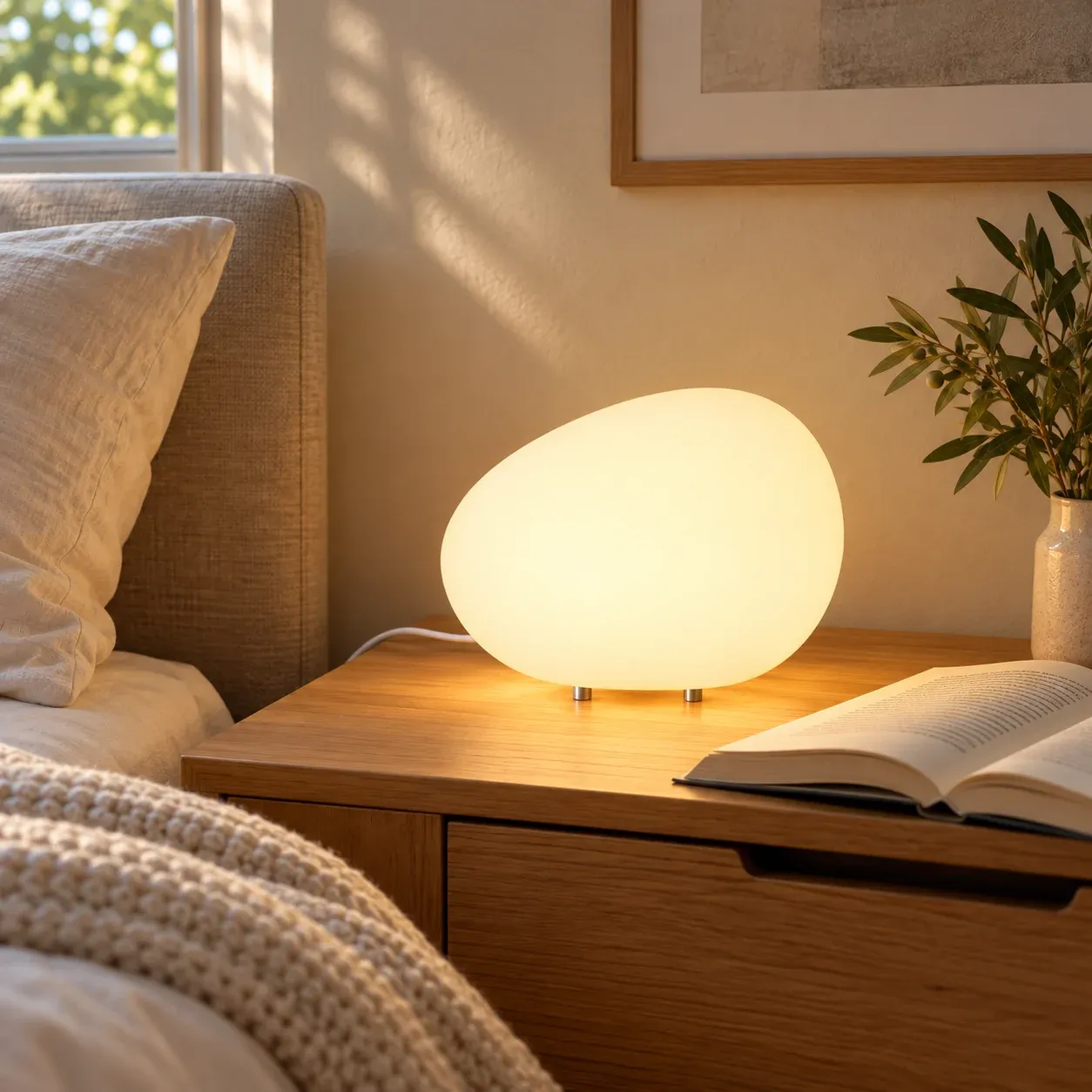 White Pebble Table Lamp — photograph 1