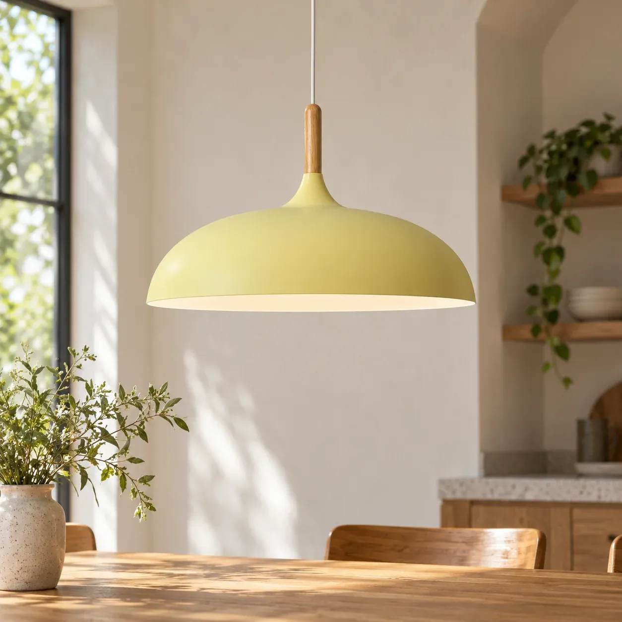 Pastel Yellow Wide Pendant Light — photograph 2