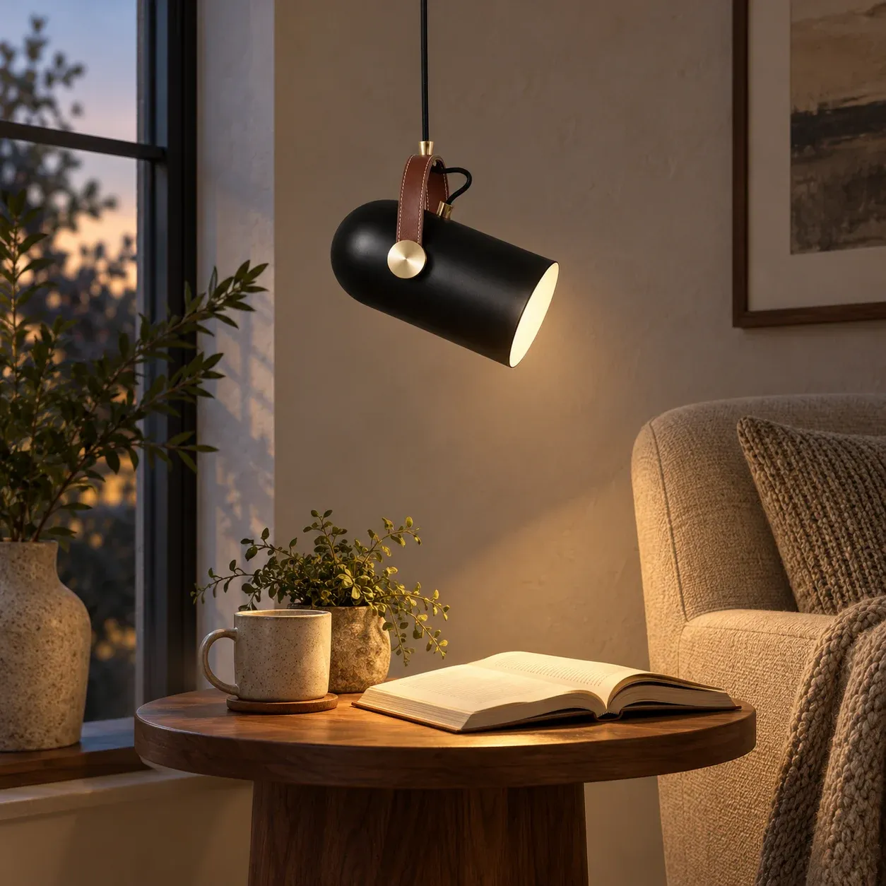 Black Strap Pendant Light — use
