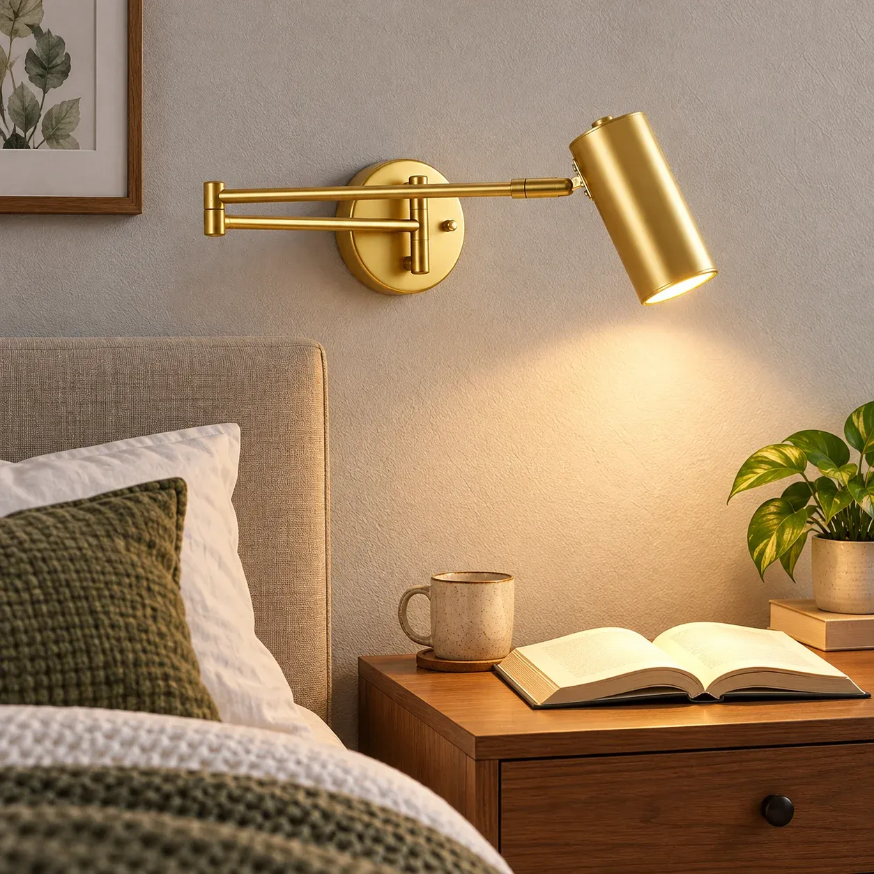 Gold Swing Arm Sconce — use