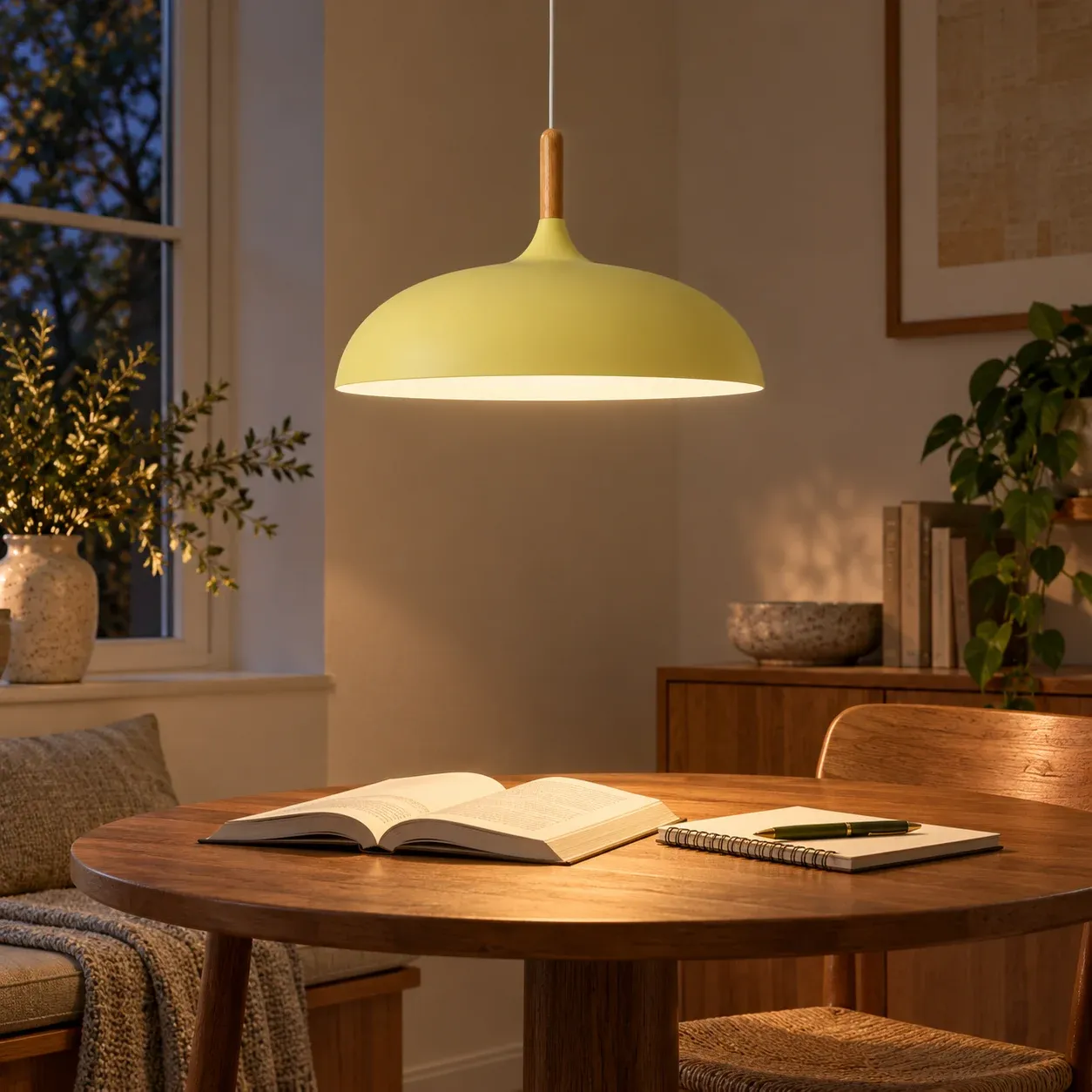 Pastel Yellow Wide Pendant Light