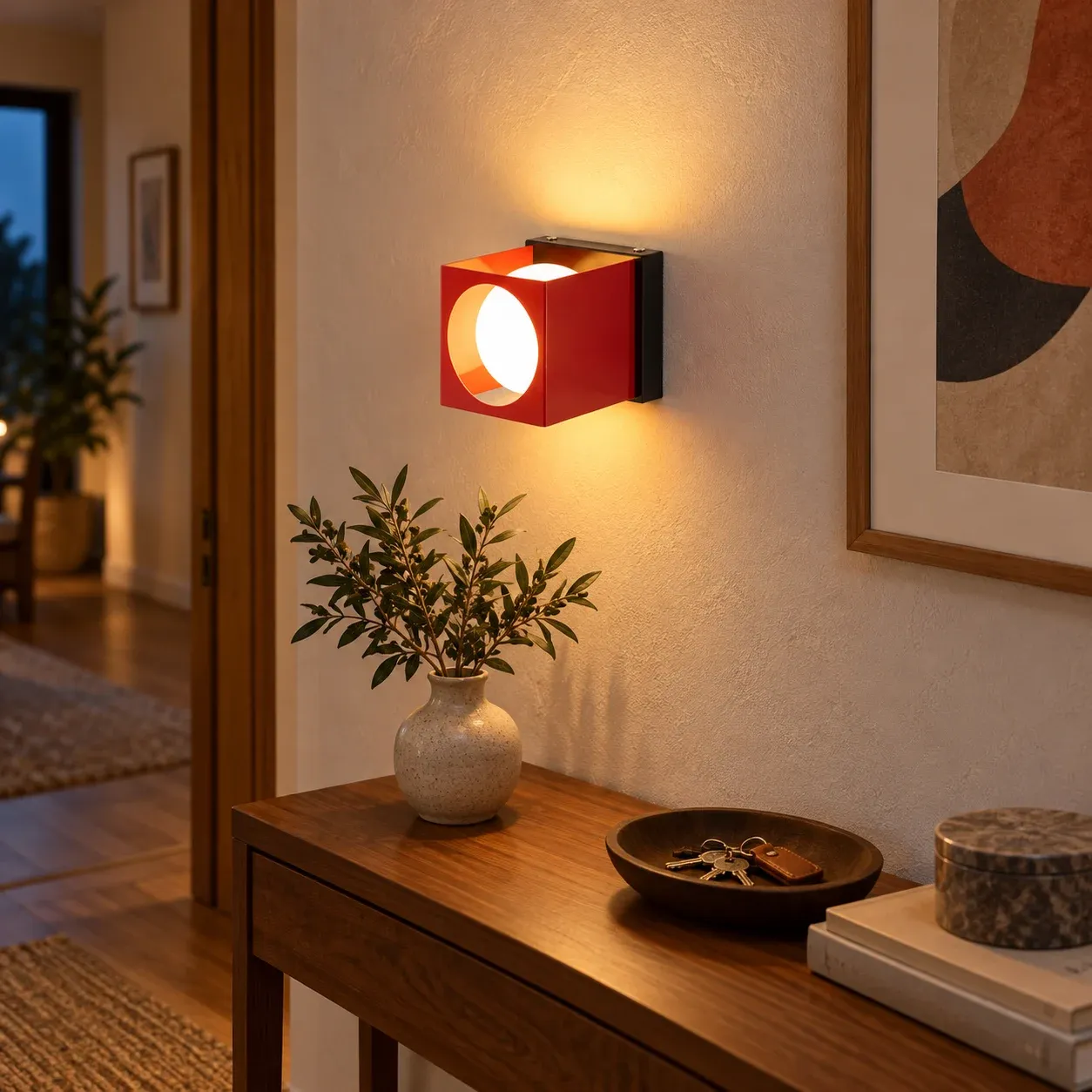 Red Cube Wall Sconce — use