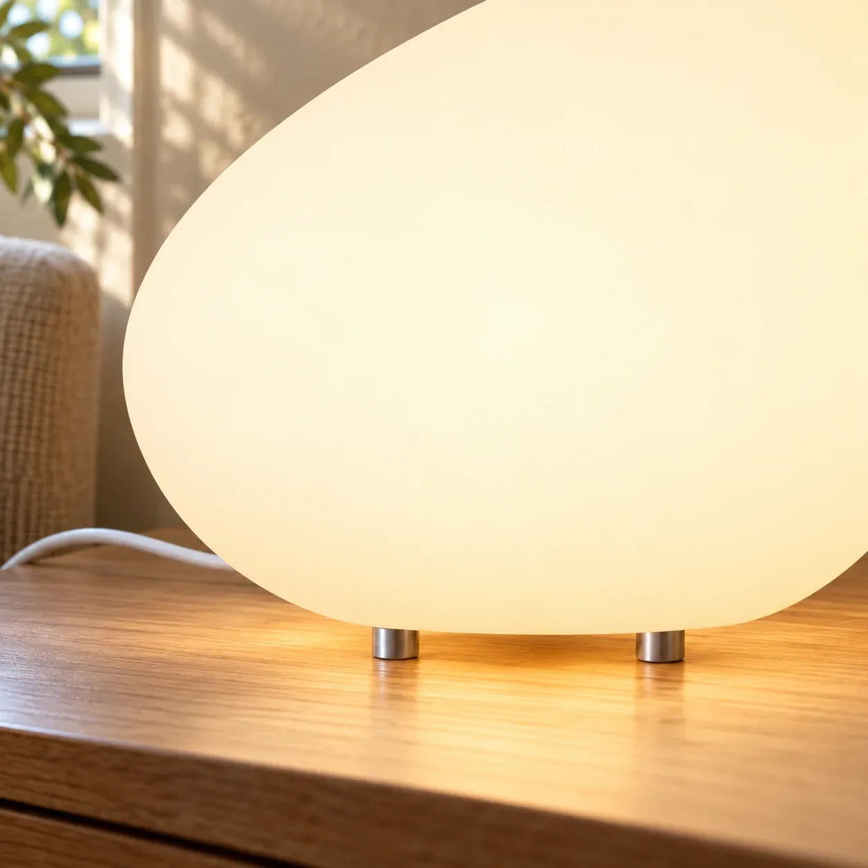 White Pebble Table Lamp — photograph 3