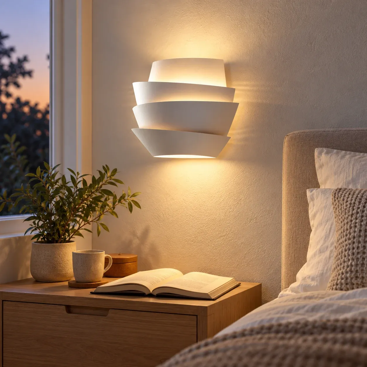 White Layered Wall Sconce — use