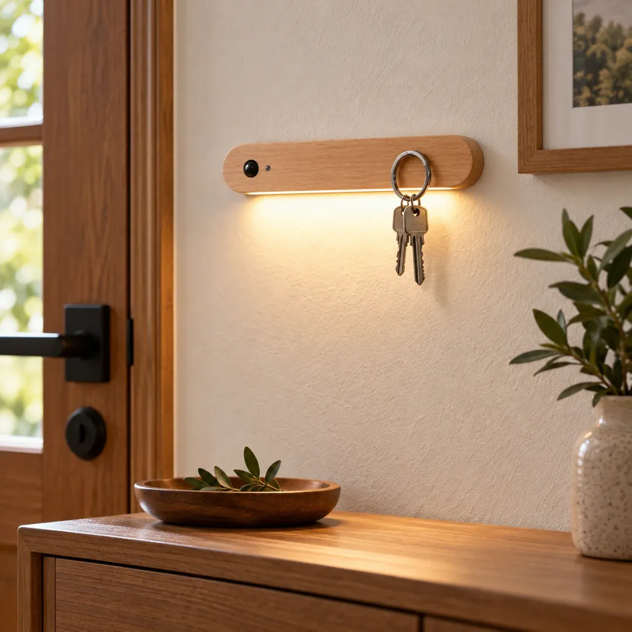 Wooden Key Holder Light — use