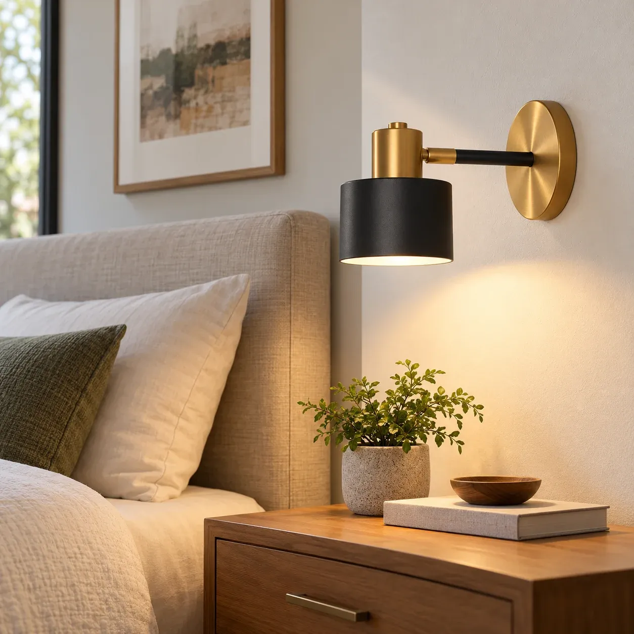 Black and Brass Finish Wall Sconce — photograph 1